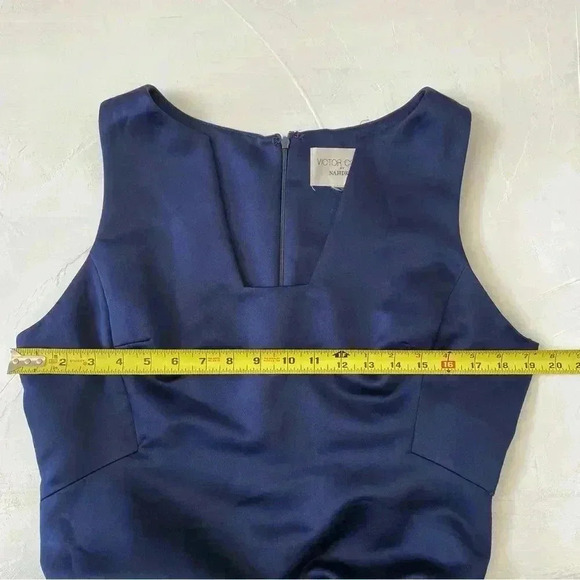 Vintage Victor Costa Navy Blue Ballgown Dress Iridescent Fit n Flare Size XL - Picture 7 of 10